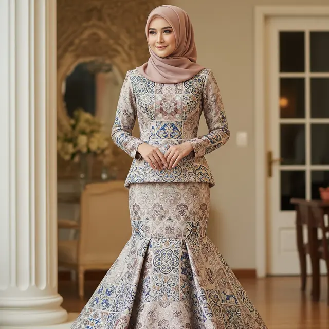 Model Baju Bridesmaid Duyung Brokat Kombinasi Tile