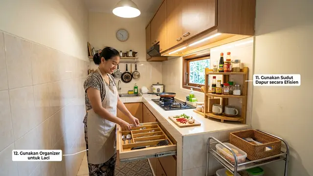 Cara Menata Dapur Sempit Tanpa Menambah Kabinet agar Terlihat Lebih Luas (AI Generated)