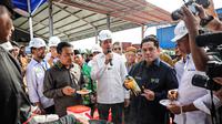 Menteri BUMN, Erick Thohir meresmikan Pabrik Minyak Makan Merah PTPN di Pagar Merbau, Kabupaten Deli Serdang, Sumatera Utara (Sumut) Jumat (6/1/2023)