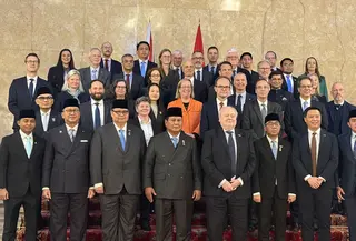 Presiden Prabowo Subianto melakukan pertemuan dengan perwakilan sejumlah universitas termuka Inggris di Lancaster House, London, Selasa (20/1/2026). (Lizsa Egeham/Liputan6.com)