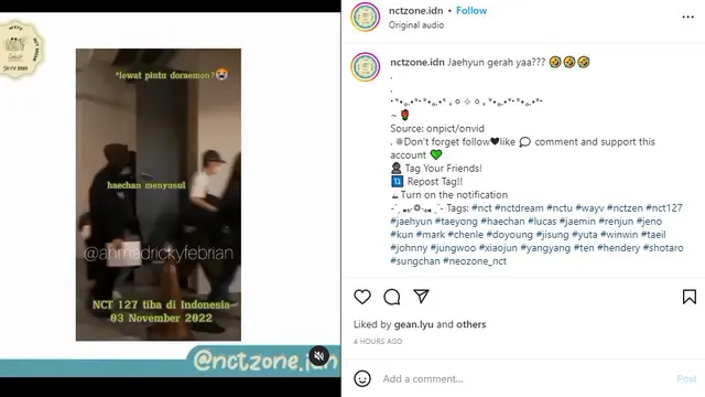 NCT 127 tiba di Indonesia  (Foto: tangkapan layar Instagram nctzone.idn)