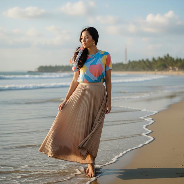 Rok Plisket dengan Atasan Santai