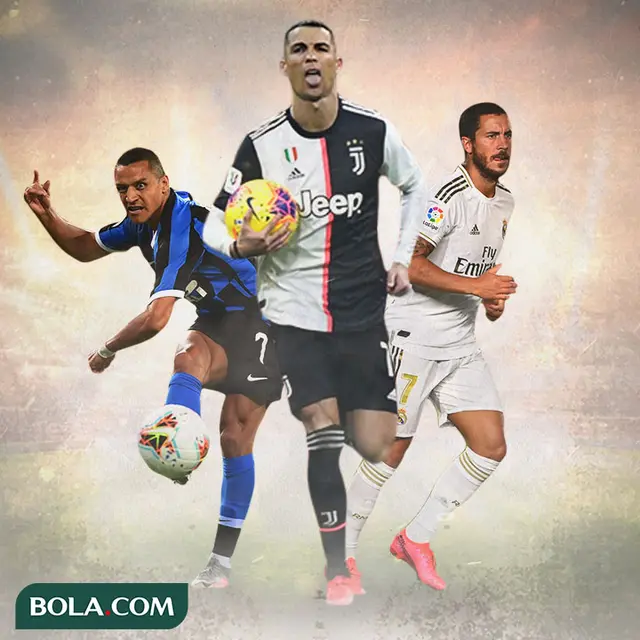 Ilustrasi Pemain - Eden Hazard, Alexis Sanchez, Cristiano Ronaldo