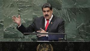 Presiden Venezuela Nicolas Maduro hadir secara mendadak di Sidang Umum PBB di New York, Rabu, 25 September 2018 (AP/Frank Franklin II)