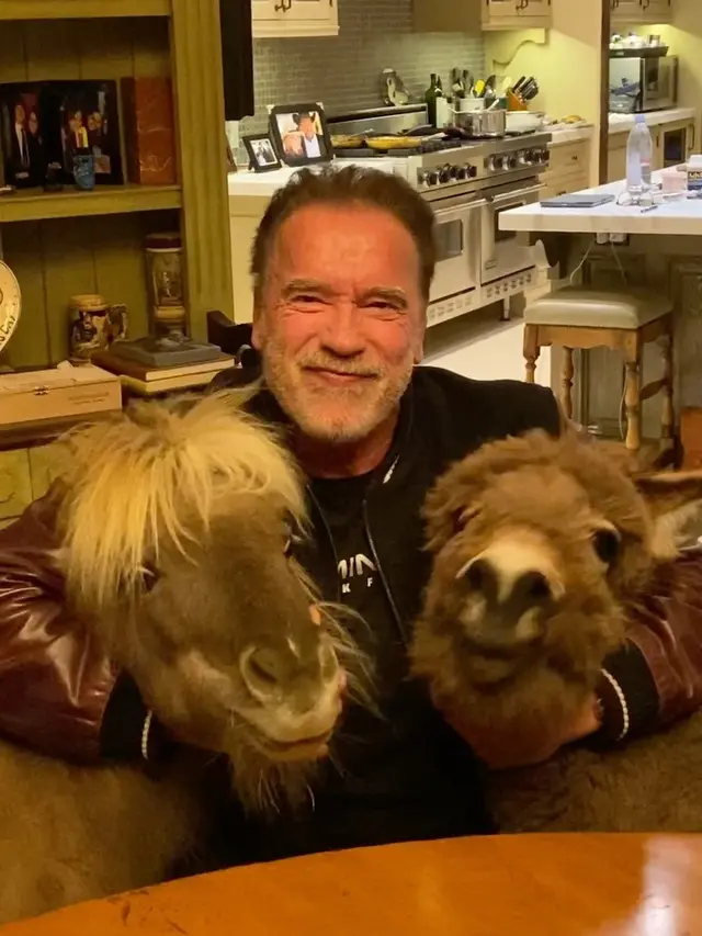 Arnold Schwarzenegger bersama Whiskey dan Lulu. (Instagram/ schwarzenegger)