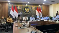 Menteri Agama (Menag) Nasaruddin Umar dalam Rakortas Penyelenggaraan Program Makan Bergizi Gratis (MBG) di Kantor Kementerian Koordinator (Kemenko) Bidang Pangan, Rabu (29/7/2026). (Liputan6.com/Vira)