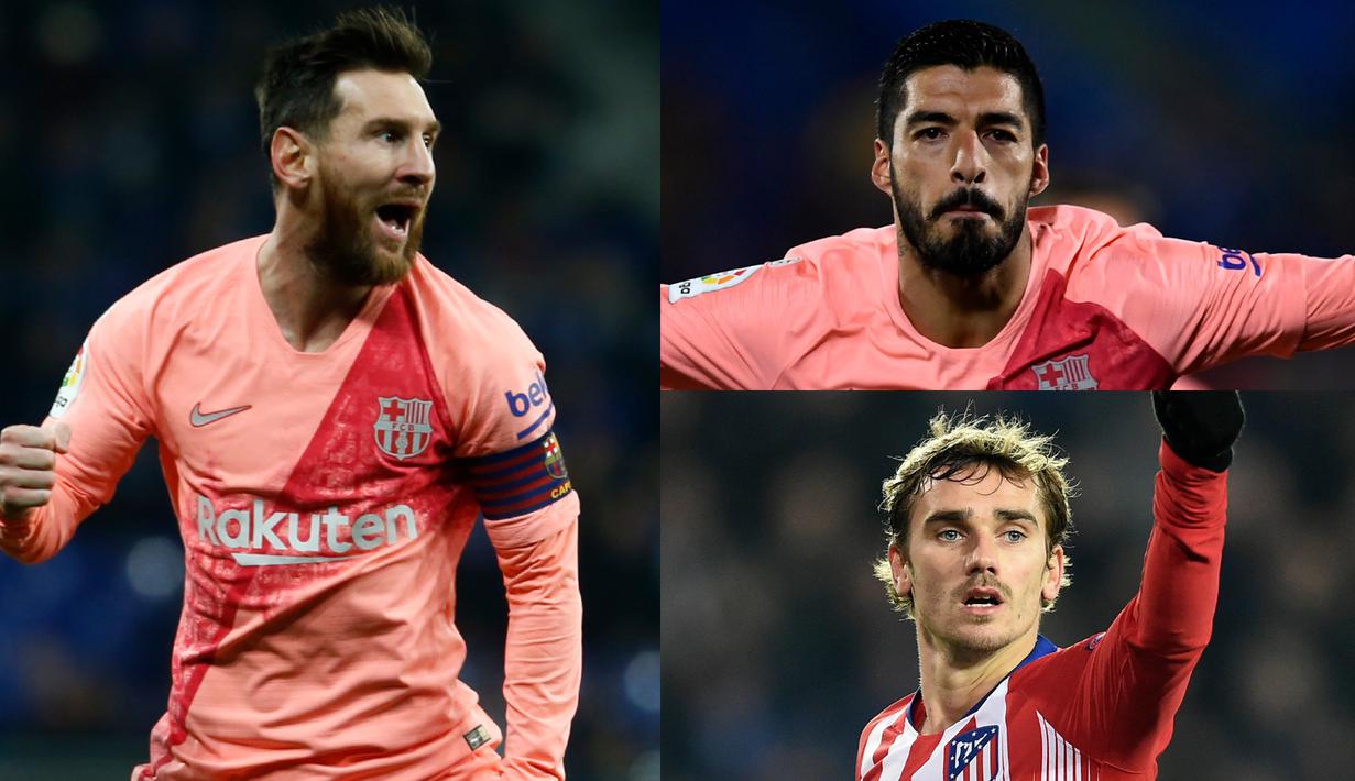 Lionel Messi semakin nyaman berada di puncak daftar top scorer La Liga. Saat ini Lionel Messi berhasil mencetak 16 gol dan 10 assist. (Kolase Foto AFP)