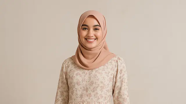 Model gamis kondangan syari yang anggun dan sederhana/ Ilustrasi gambar oleh AI