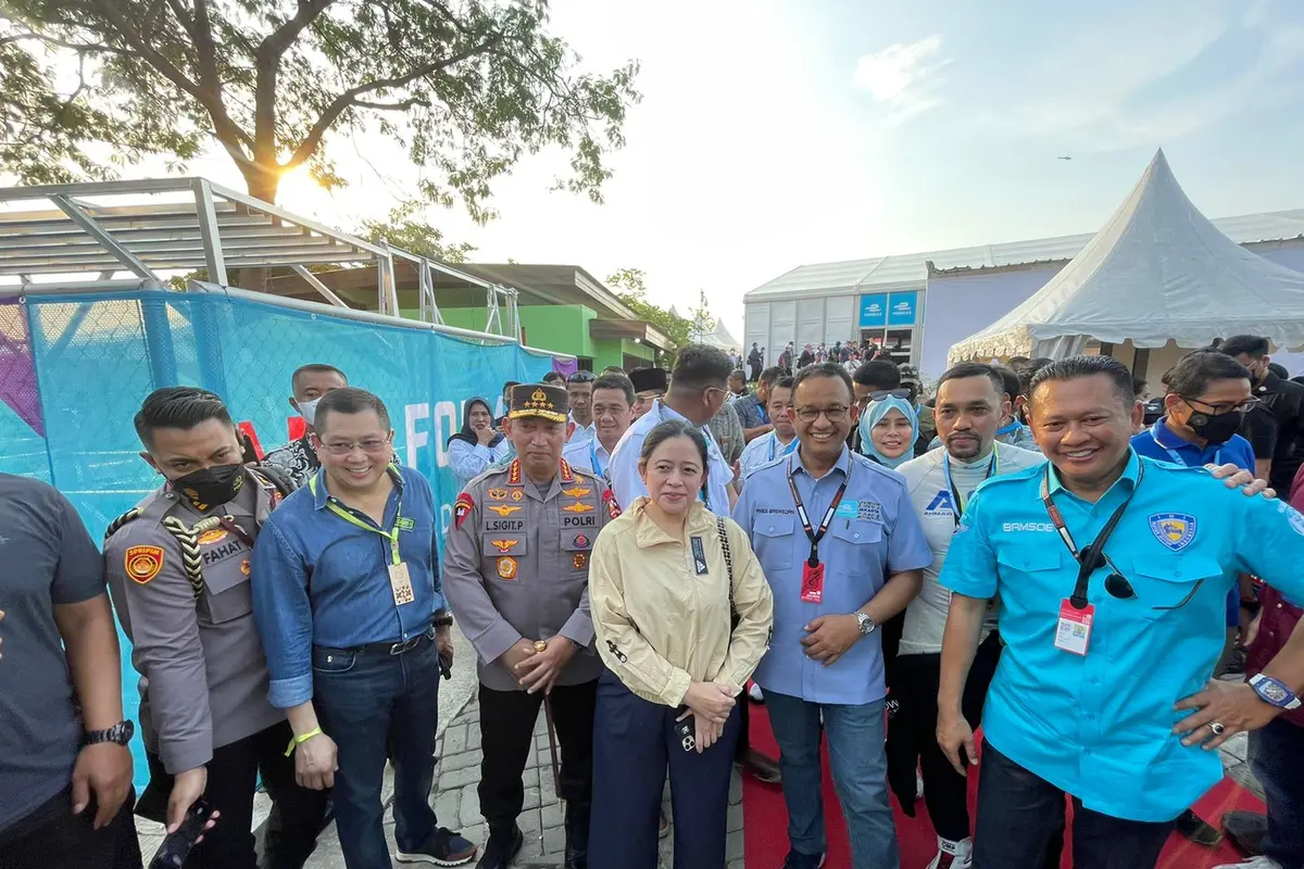 Puan bersama Anies, Bamsoet, Sahroni, dan Kapolri usai menonton Formula E di Ancol, Jakarta. (Istimewa)