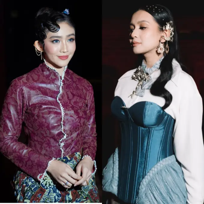 Febby Rastanty dan Dea Annisa Bernuansa Wastra saat Gala Premier Film Horor Terbaru