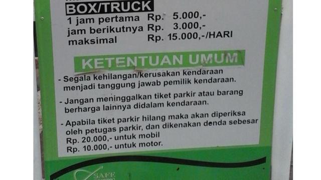 Tarif denda karis parkir hilang (Ist)