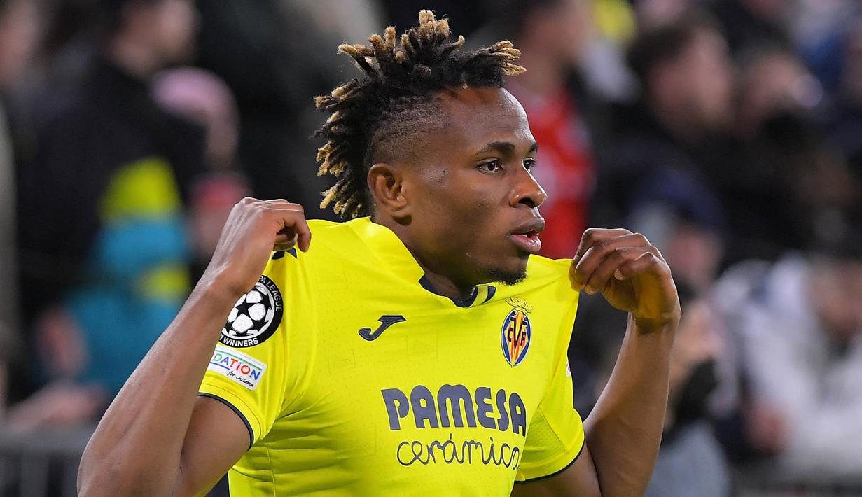 Bayern pun semakin terpacu untuk menambah keunggulan. Namun naas petaka bagi Bayern datang pada menit ke-88 ketika Chukwueze yang belum lama masuk sukses menyamakan kedudukan lewat tembakan first time meneruskan assist Moreno. (AFP/Jose Jordan)