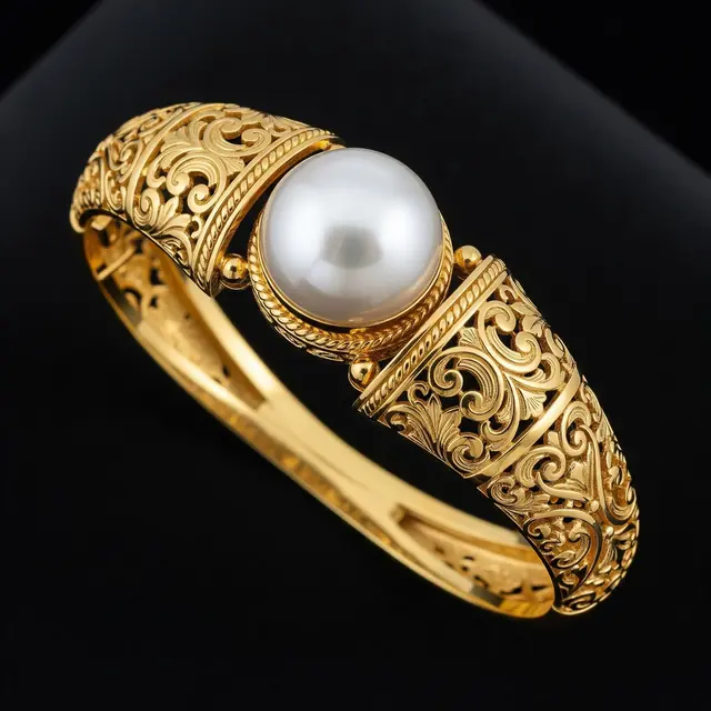 Gelang Emas Kombinasi Ukiran Bali Klasik untuk Sentuhan Etnik Elegan