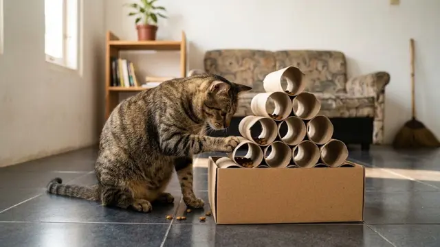 Ide Tempat Bermain Kucing dari Barang Bekas