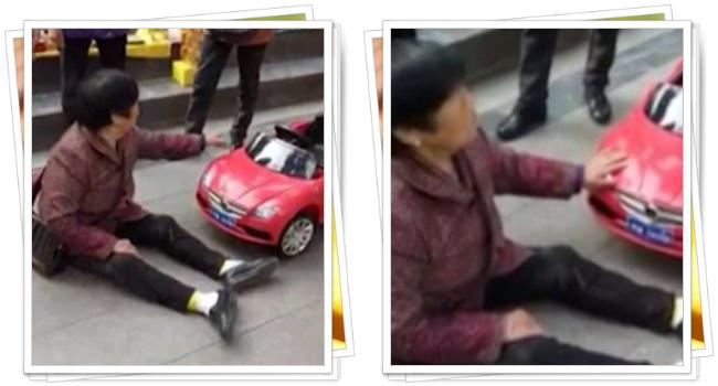 Nenek berada di jalan dan nggak mau minggir sebelum ia mendapat ganti rugi | Photo: Copyright asiantown.net 