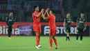 <p>Pemain Persija Jakarta, Akbar Arjunsyah (kiri) merayakan gol bersama Rio Fahmi saat melawan Bhayangkara Presisi pada laga pekan ketiga BRI Liga 1 2023/2024 di Stadion Patriot Candrabhaga, Bekasi, Minggu (16/7/2023). Persija menang dengan skor 4-1. (Bola.com/M Iqbal Ichsan)</p>