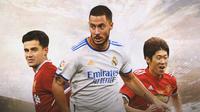 Ilustrasi - Park Ji Sung - MU, Coutinho - Liverpool, Eden Hazard - Real Madrid (Bola.com/Adreanus Titus)