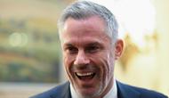 Mantan pemain Liverpool sekaligus pundit sepak bola Inggris, Jamie Carragher. (Jaimi Joy/POOL/AFP)