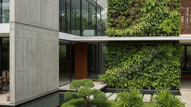 Rumah Minimalis Bentuk L Tampak Depan dengan Sentuhan Modern Tropis