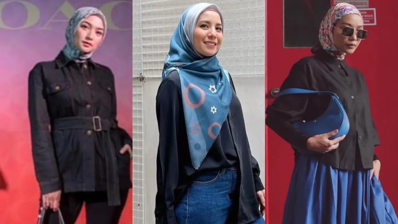 8 Ide OOTD Hijab dengan Kemeja Hitam dari Citra Kirana hingga Tya Ariestya