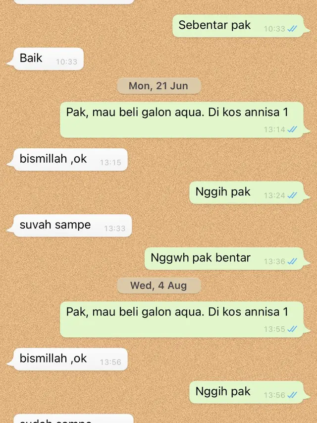 6 Chat Pesan Galon ala Anak Kos Ini Bikin Senyum, Simpel Tanpa Ribet