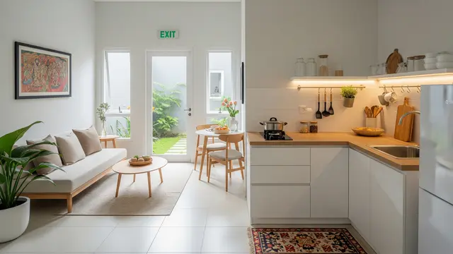 Model Dapur Minimalis dan Ruang Tamu Menyatu Tanpa Sekat/ Ilustrasi AI