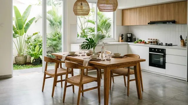 Ide Ruang Makan Minimalis yang Menyatu dengan Dapur (AI Generated)