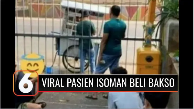 Foto pasien isolasi mandiri jajan bakso dari balik pagar hotel, tempat mereka dikarantina, viral. Tukang bakso mengaku tak tahu pembeli di hotel tempat berjualan merupakan pasien Covid-19.