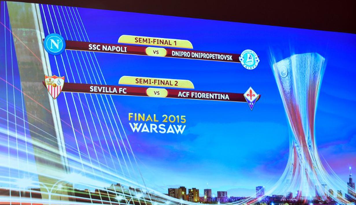 Napoli vs Dnipro Dnipropetrovsk, Sevilla vs Fiorentina adalah pertandingan Semifinal European League musim ini, Jumat (24/4/2015). (AFP)