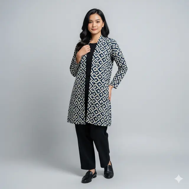 Model Cardigan Batik Wanita Modern untuk Kerja Kantor 2025. Gemini