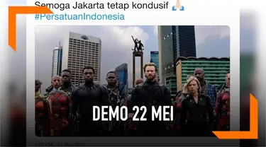 Warganet berencana memanggil pasukan Avengers dan Thanos untuk mengamankan situasi Jakarta pada demostrasi 22 Mei 2019.