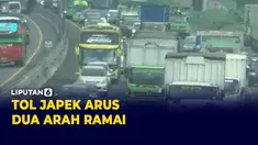 H+10 Lebaran arus dua arah di ruas Jakarta Cikampek ramai dipadati ribuan kendaraan menuju Jakarta.