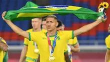 Brasil sukses mempertahankan medali emas cabang sepak bola putra setelah mengalahkan Spanyol di final Olimpiade Tokyo 2020. Gelar top skor pun diraih andalannya di lini depan, Richarlison yang mengoleksi 5 gol. Berikut daftar lengkap top skor Olimpiade Tokyo 2020. (Foto: AFP/Tiziana Fabi)