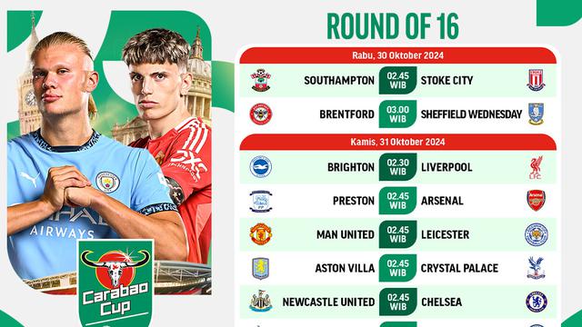 Jadwal Carabo Cup 2024/25: Round of 16 di Vidio