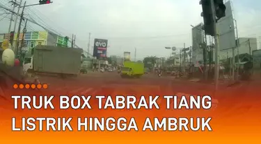 Sebuah insiden kecelakaan tunggal dialami truk box mengundang perhatian