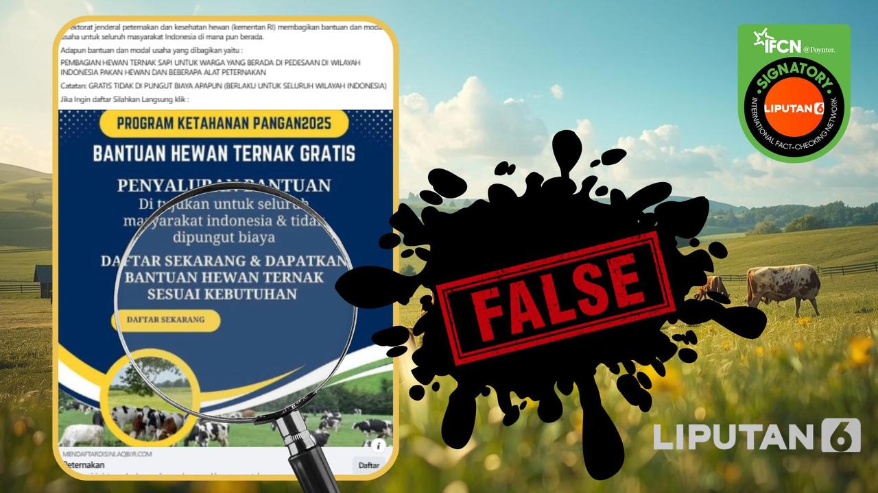 Tangkapan layar klaim link pendaftaran untuk mendapat bantuan hewan ternak sapi dari Kementan