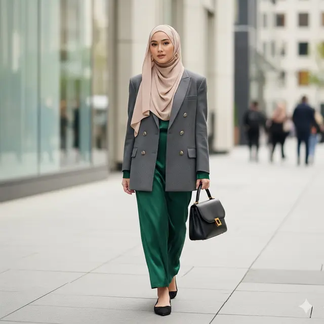 Gamis Satin + Outer Oversize Blazer