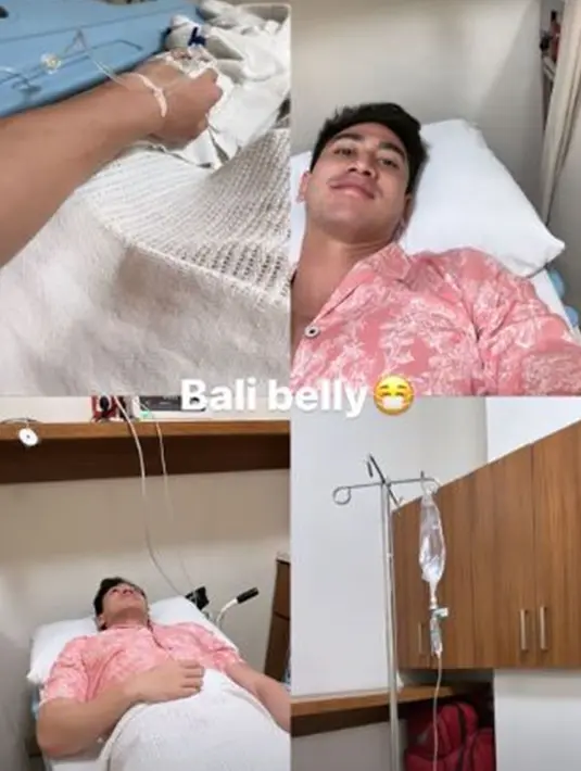 Terbaring lemas di ranjang rumah sakit, Verrel masih tetap bisa tersenyum. Aktor 26 tahun itu ditemani sang adik, Athalla Naufal selama dirawat karena Bali Belly. (Liputan6.com/IG/@mybramastavrl)