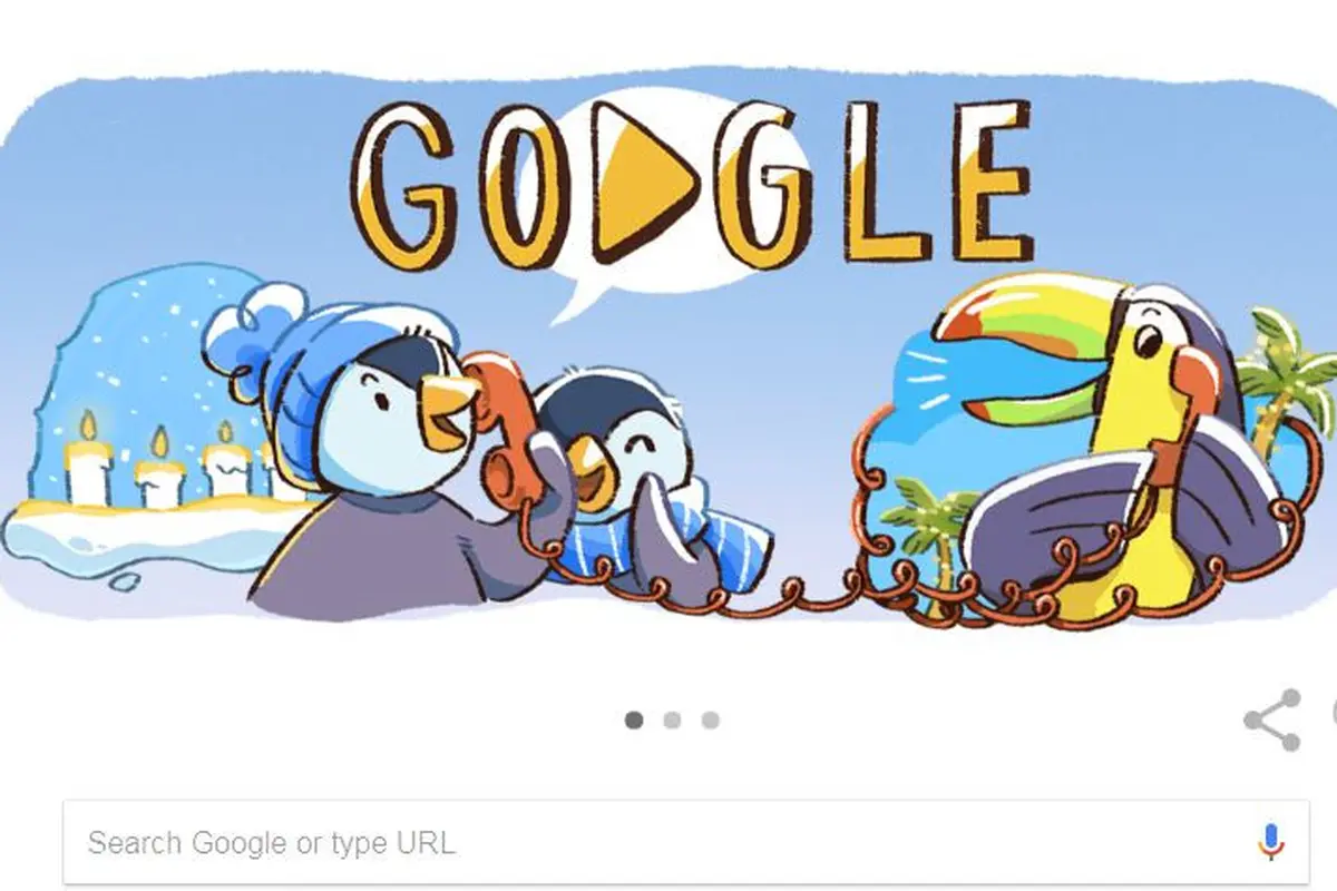 [Bintang] Jadi Google Doodle Hari Ini, Pinguin Lucu Ingatkan Libur Natal