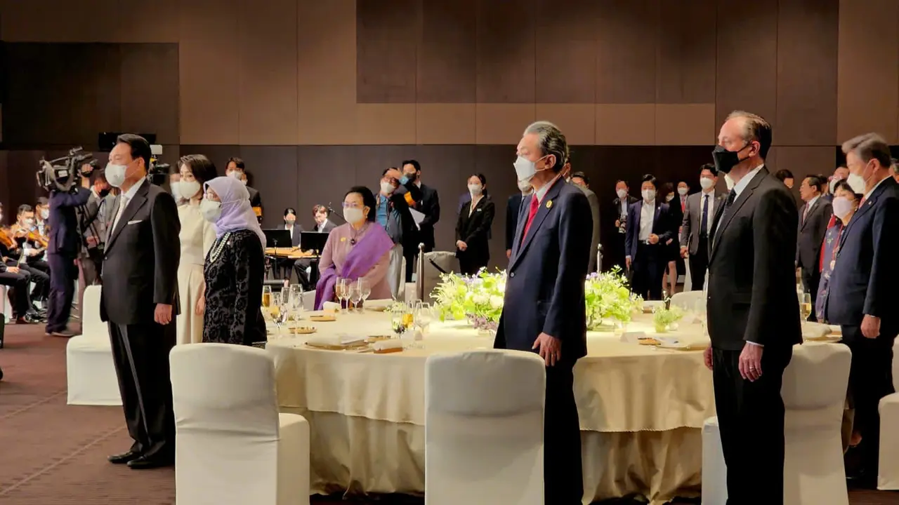 Presiden Kelima RI Megawati Soekarnoputri menghadiri acara jamuan makan malam yang digelar Presiden Korea Selatan Yoon Suk Yeol. (Foto: dokumentasi PDIP)
