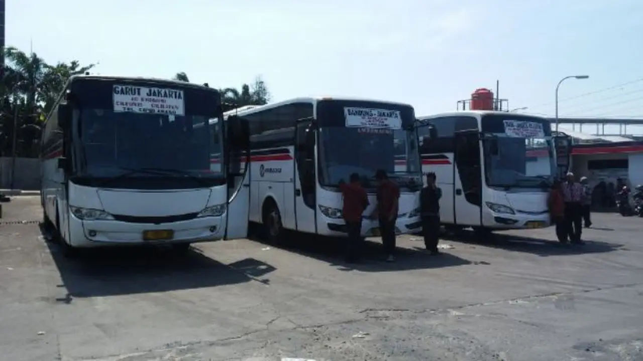 Terjadi penurunan pengguna bus pada mudik Lebaran ini. (Liputan6.com/Septian Deny)