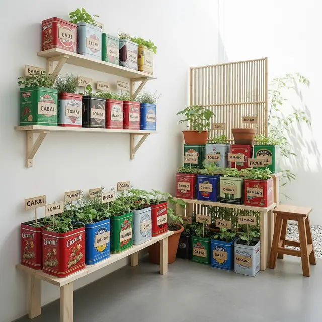 9 Desain Kebun Sayur Pakai Kaleng Biskuit Bekas, Solusi Kreatif Lahan Sempit