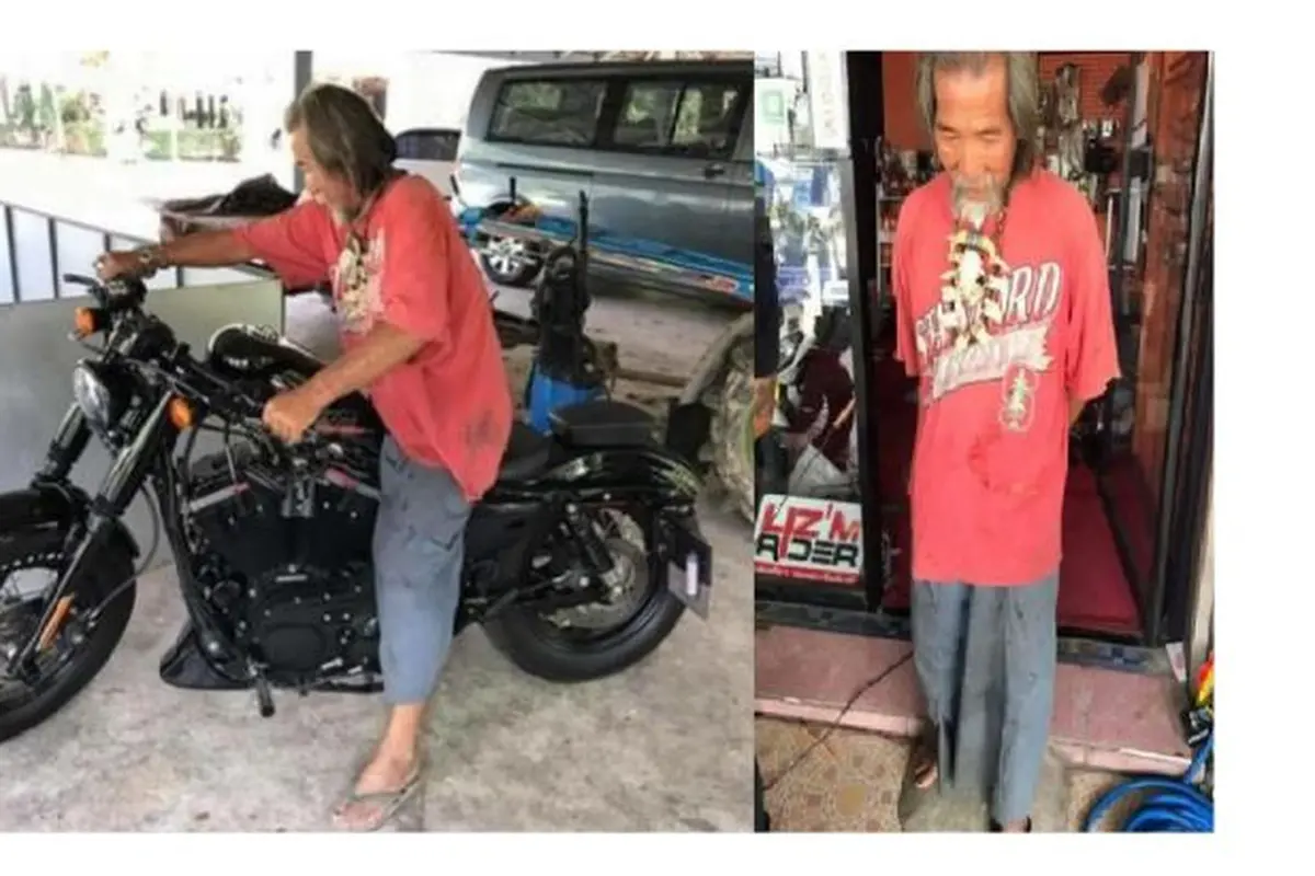 Kakek Lusuh Beli Harley-Davidson