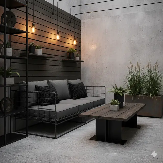 Desain Teras Kecil tapi Homy dengan Bantal Lembut (Foto: Gemini AI)