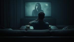 ilustrasi&nbsp;nonton film horor&nbsp;(created by AI)