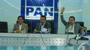(Kiri ke kanan) Ketua Fraksi Partai Amanat Nasional di DPR RI Catur Sapto Edy (kiri), Sekretaris Fraksi Partai Amanat Nasional Teguh Juwarno (tengah) dan Anggota DPR Ri dari F PAN Anang Hermansyah, Jakarta, Selasa (4/11/2014).(Liputan6.com/Andrian M Tunay