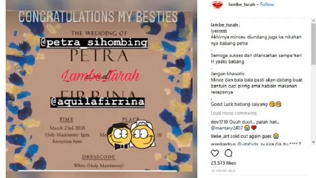 [Bintang] undangan pernikahan Petra Sihombing