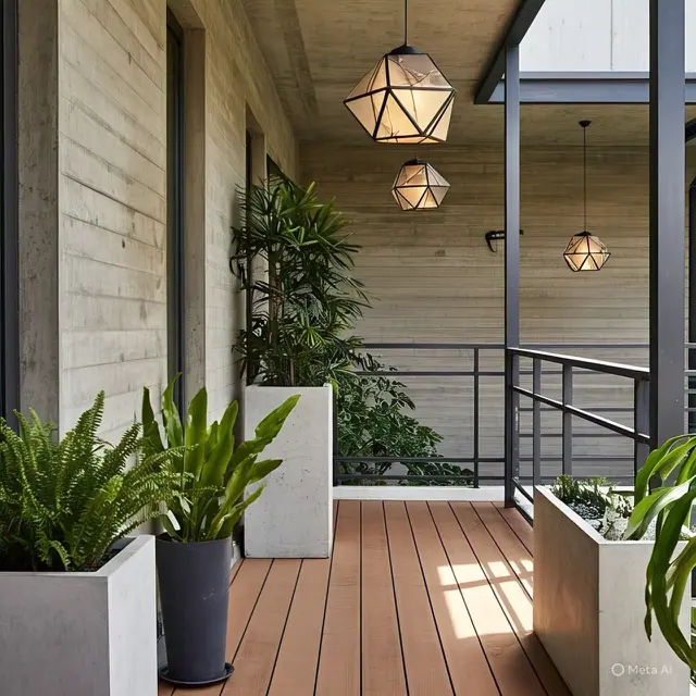 Teras dengan Sentuhan Industrial Modern