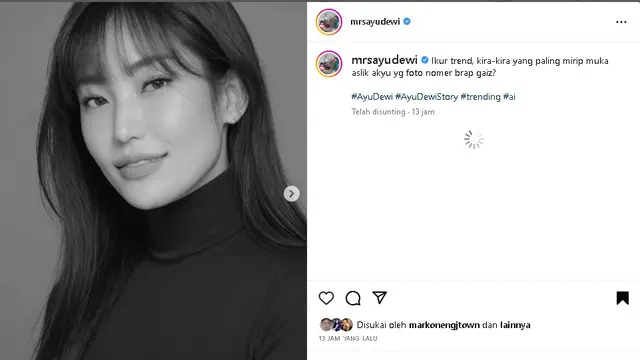 Ayu Dewi coba Filter AI yang mengubah jadi seperti orang Korea (Foto: Instagram mrsayudewi)