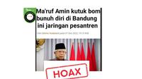 Cek Fakta Ma'ruf Amin sebut bom Bandung dari jaringan pesantren.